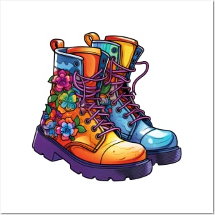 90s Retro Combat Boots Posters and Art